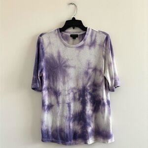 Carlisle Top Purple Silver Knit Short Sleeve Tie Dye Women M Fairy Whimsical USA